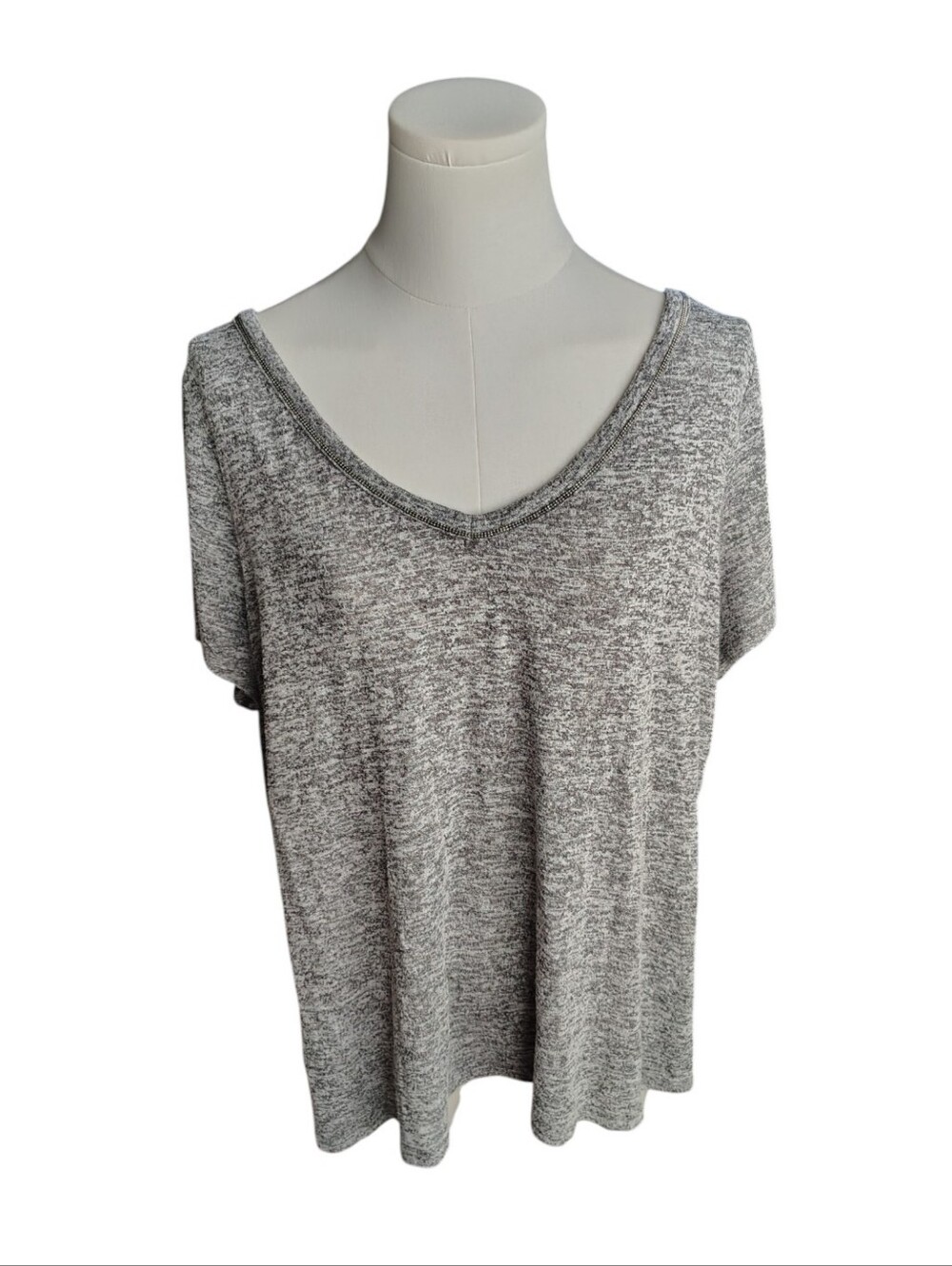 Juicy Couture Heather Gray Lightweight Blouse Tee With Metal Trim Size XL